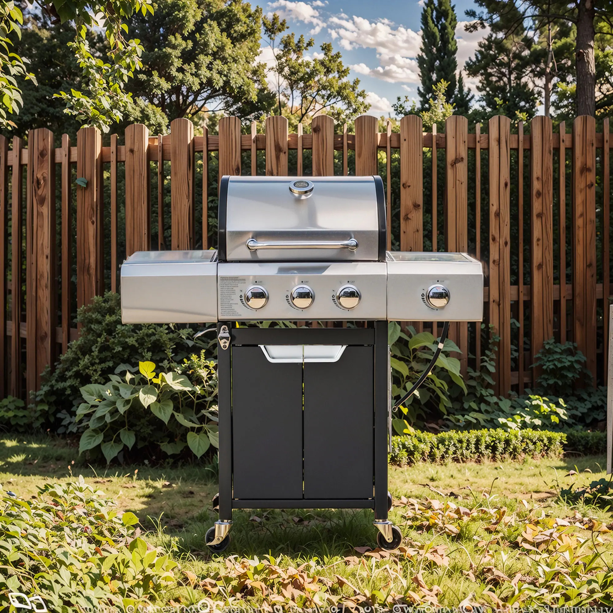 BABOOM BBQ Grill Sliver 3 -Burner Liquid Propane Gas Grill 1 -Side Burner Stainless Steel one_size | BOM-266371-OR | Lowe's