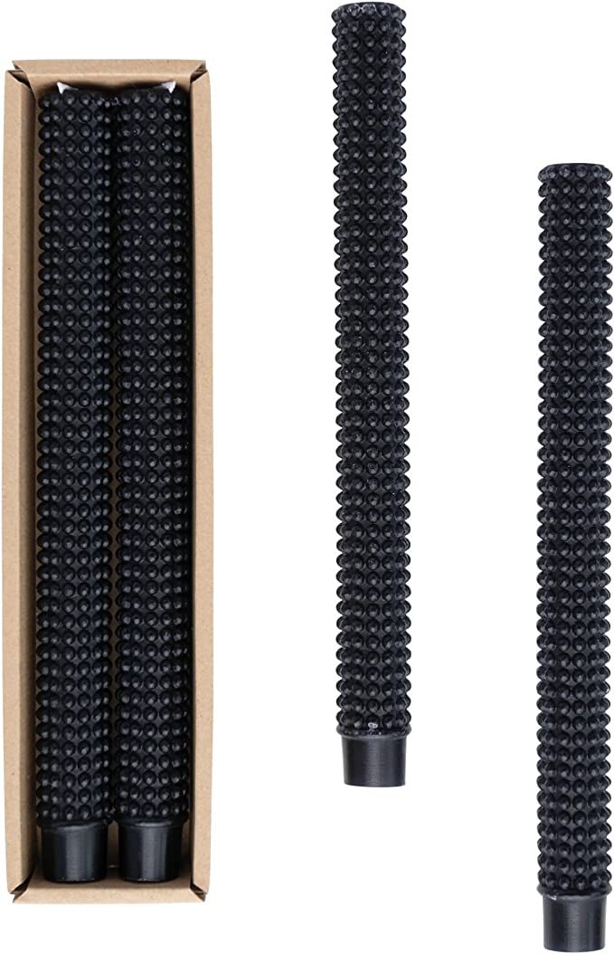 Creative Co-Op Unscented Hobnail Taper Box, Set of 2, Black Candles, 1" L x 1" W x 10" H | Amazon (US)