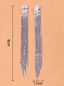 Rhinestone Tassel Design Earrings | SHEIN