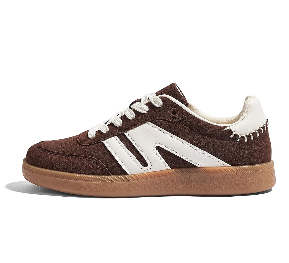 LUCKY STEP Women Classic Retro Gum Sole Fashion Sneakers Casual Tennis Skate Shoe Genuine Leather... | Amazon (US)