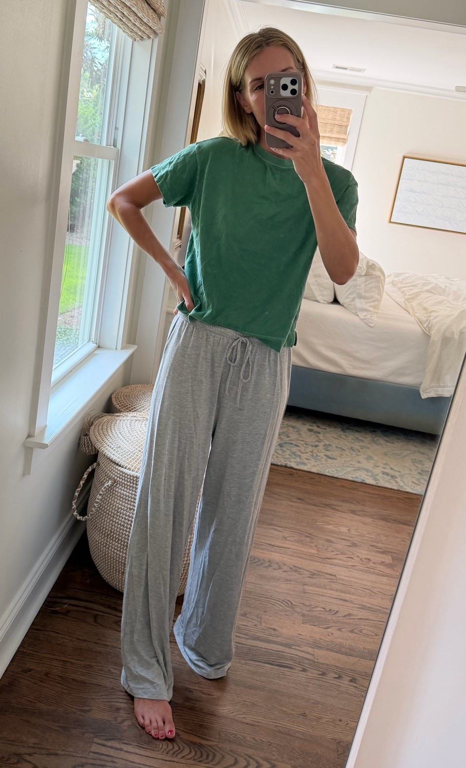 Out of work clothes and in to comfy clothes! These lounge pants are insanely soft and comfortable!!
