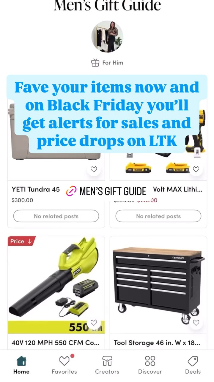 Fave your items now and on Black Friday you’ll get alerts for sales and price drops on LTK