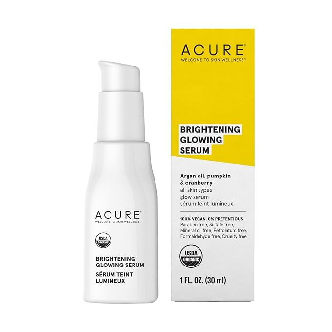 Acure Brightening Glowing Serum - Revitalize & Hydrate Face & Neck - Argan Oil, Pumpkin & Cranber... | Amazon (US)