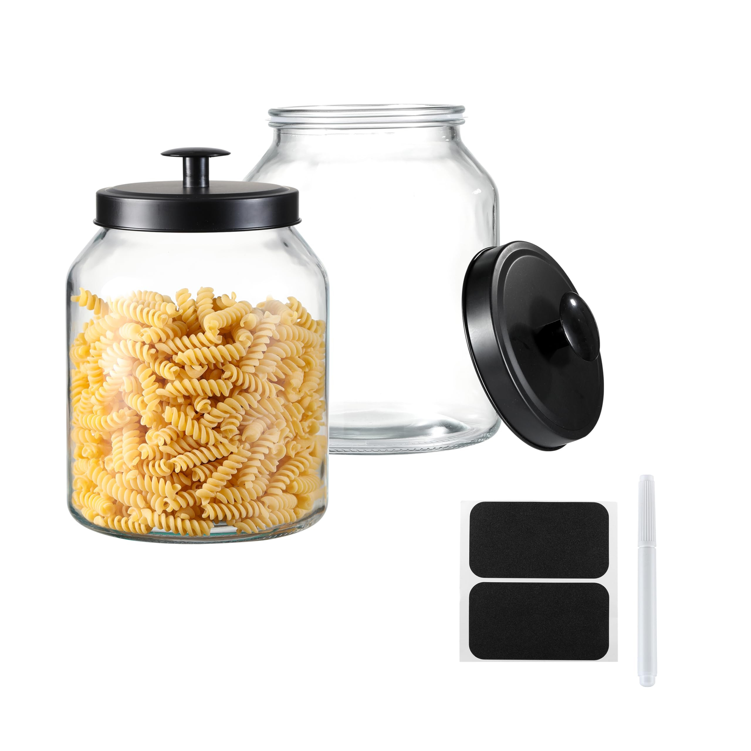 Hyperspace Tarro de cristal para galletas con tapa hermética de metal negro, grande, 2 unidades | Amazon (US)