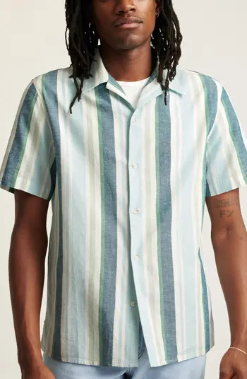 Bonobos Resort Riveria Stripe Cotton & Hemp Camp Shirt | Nordstrom | Nordstrom