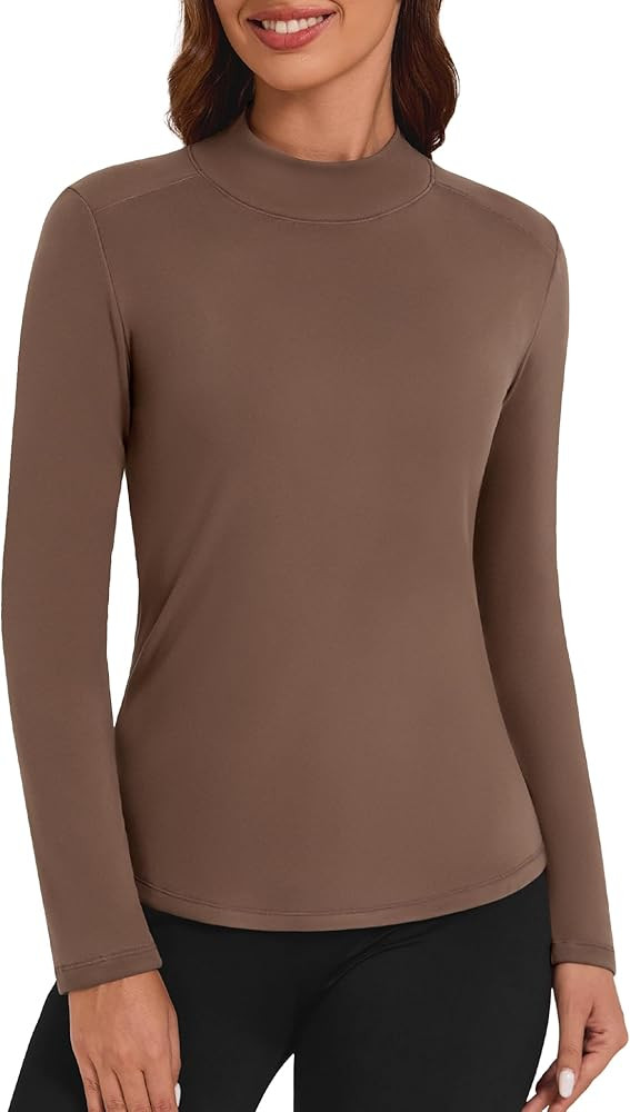 Bonneuitbebe Women's Thermal Top Long Sleeve Fleece Lined Undershirts Mock Neck Stretchy Base Lay... | Amazon (US)
