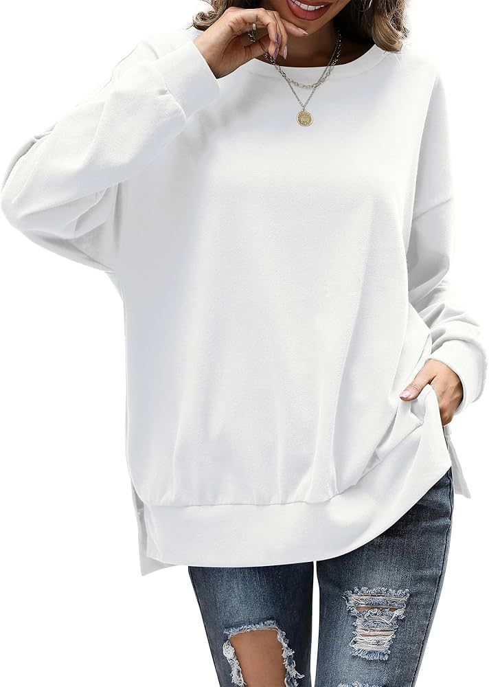 Florboom Womens Oversized Sweatshirts Crew Neck Long Sleeve Tunic Top Casual Fall Soft Pullover | Amazon (US)