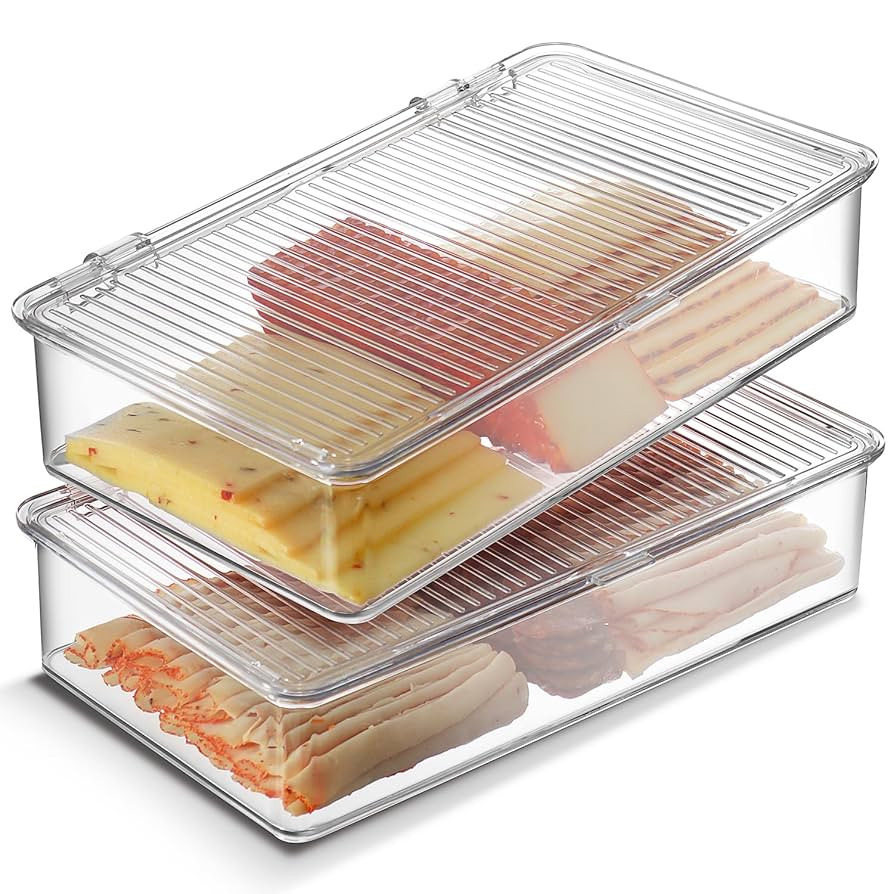 Tafura Bacon Container For Refrigerator (2 Pack) Fridge Storage Organizer | Cheese & Deli Storage... | Amazon (US)