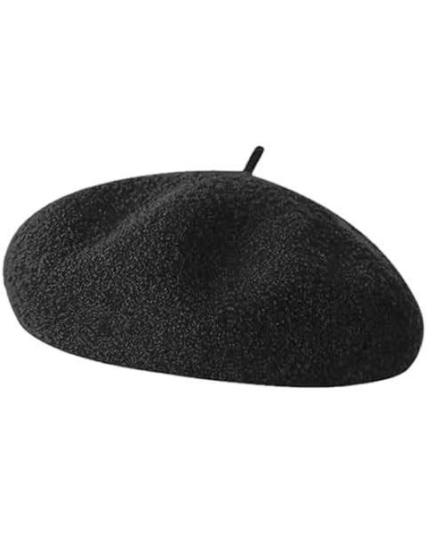 Women French Wool Beret Hats - Solid Color Classic Beanie Winter Cap | Amazon (US)
