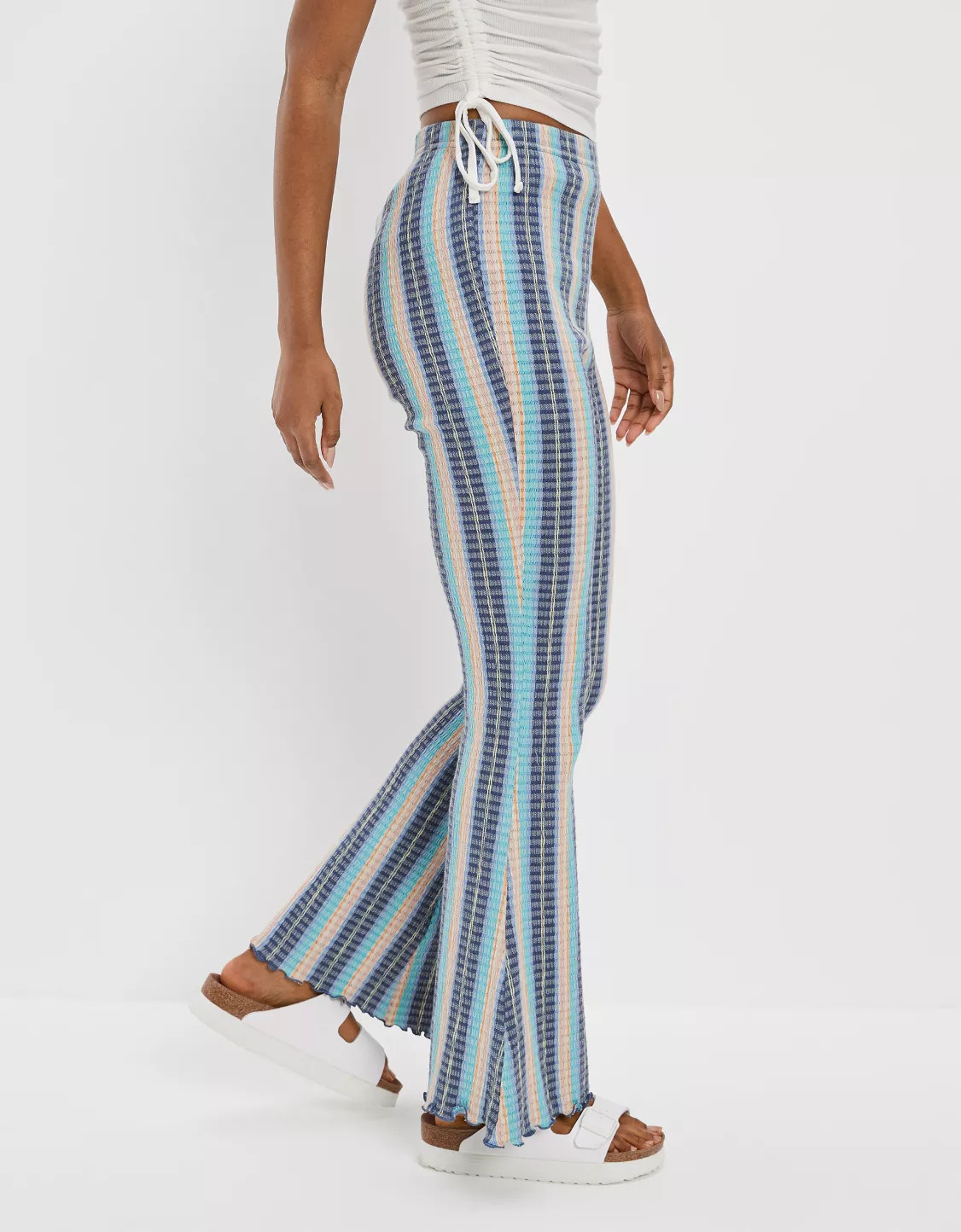 AE Stretch Super High-Waisted Smocked Flare Pant | American Eagle Outfitters (US & CA)