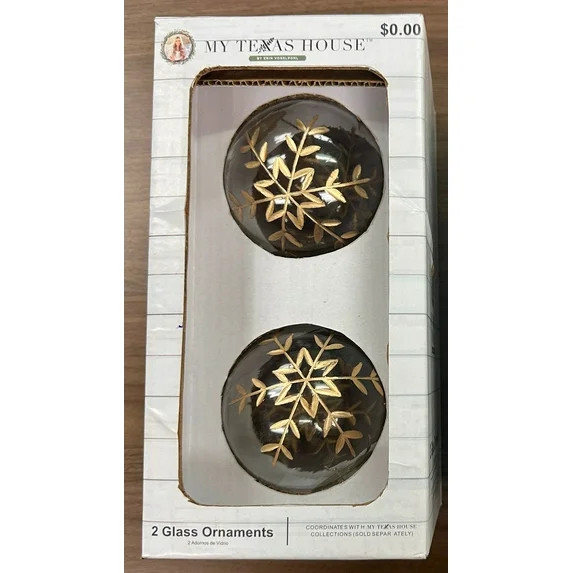 2 Count Gold Snowflake Glass Christmas Ornaments, 4 in, by My Texas House | Walmart (US)
