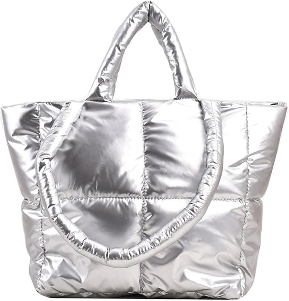 Puffy Tote Bag Padded Puffy Tote Lattice Handbags for Women Large Puffer Tote Bag Shoulder Bag Pu... | Amazon (US)