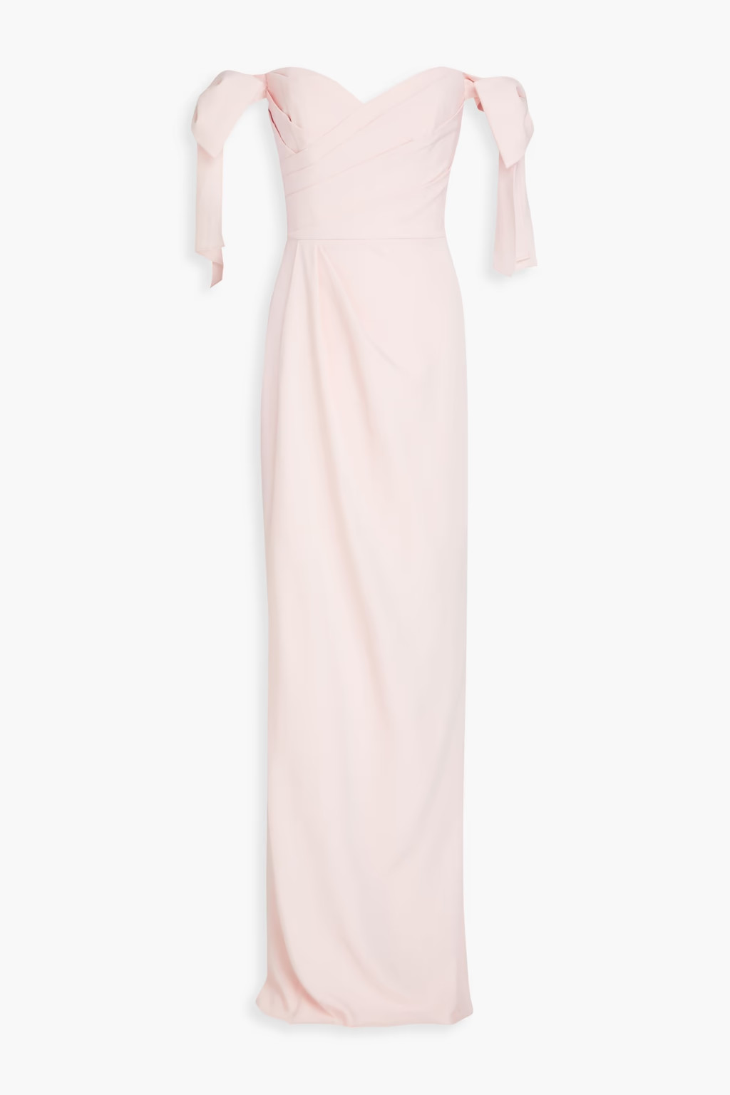 Off-the-shoulder bow-detailed crepe gown | The Outnet (UK and Europe)