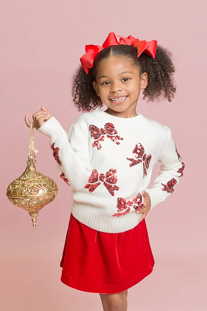 Red Bows Cream Sweater | Belle Cher