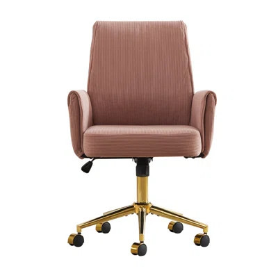 Ergonomic Mid-Back Liftable Office Chair with Golden Metal Base, Corduroy Fabric - Comfortable Desk Chair for Office & Long Hours | Wayfair North America