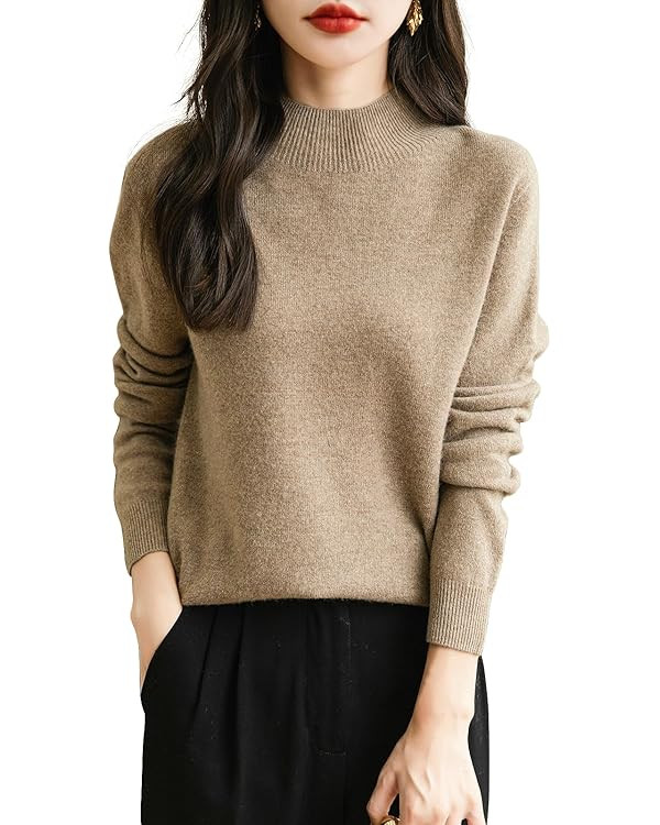 Chanyarn Women's 100% Merino Wool Seamless Sweater Mock Neck First-Line Ready to Wear Long Sleeve... | Amazon (US)