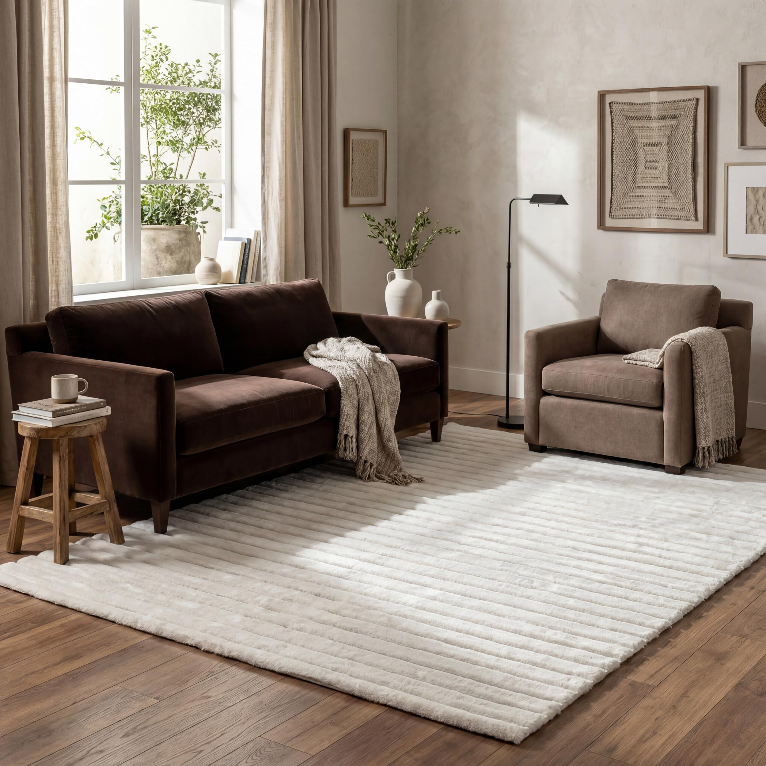 Nuloom SuperiorWash Collection Kai Off-White, 3'9" x 6', Fluffy and Cozy, High Traffic, Stain Res... | Amazon (US)