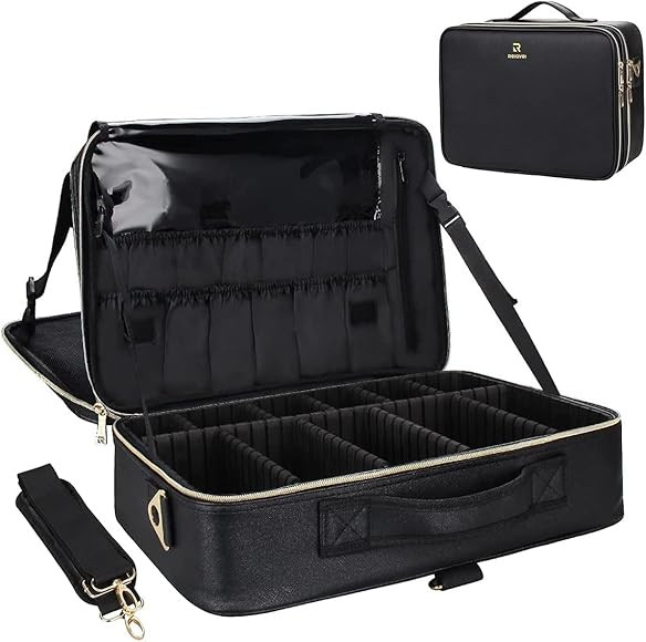 Relavel Makeup Case Large Makeup Bag Professional Train Case 16.5 inches Travel Cosmetic Organizer B | Amazon (US)