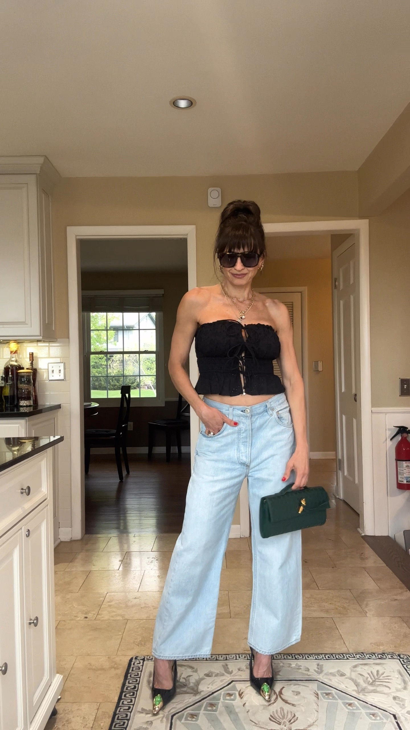 I sized up 2 sizes on this jeans to have this relaxed look. I’m normally a 24 and I’m wearing a size 26.

The exact top is almost sold out. It fits true to size, but au found a very similar one.

Shoes fit true to size.

#LTKStyleTip #LTKShoeCrush #LTKFindsUnder50