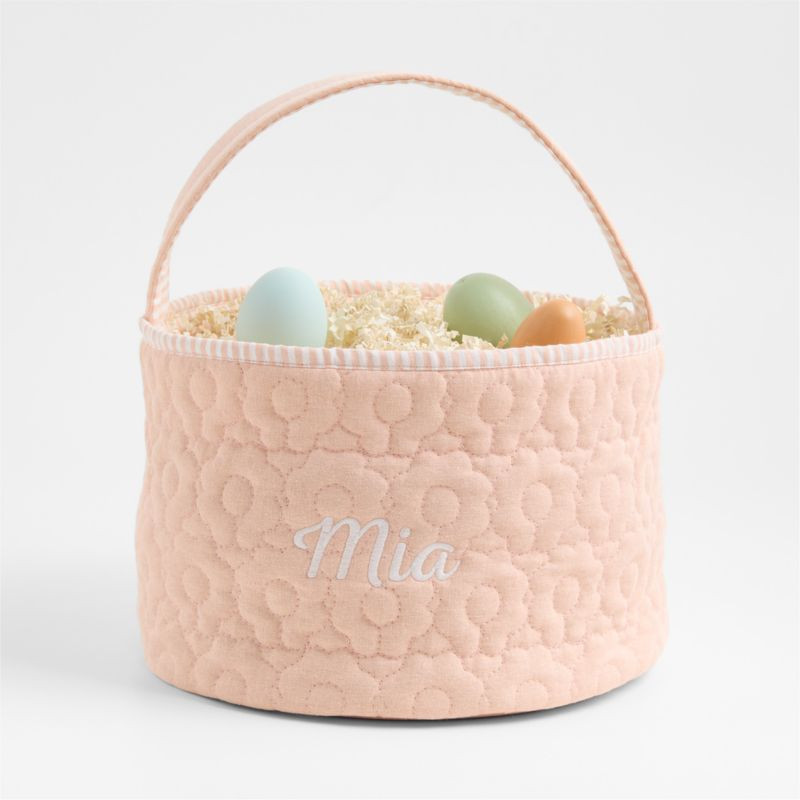 Quilted Elegant Pink Daisy Kids Easter Basket + Reviews | Crate & Kids | Crate & Barrel