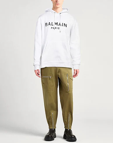BALMAIN Sweaters and Sweatshirts | White Men‘s Hooded Sweatshirt  | YOOX | YOOX (US)
