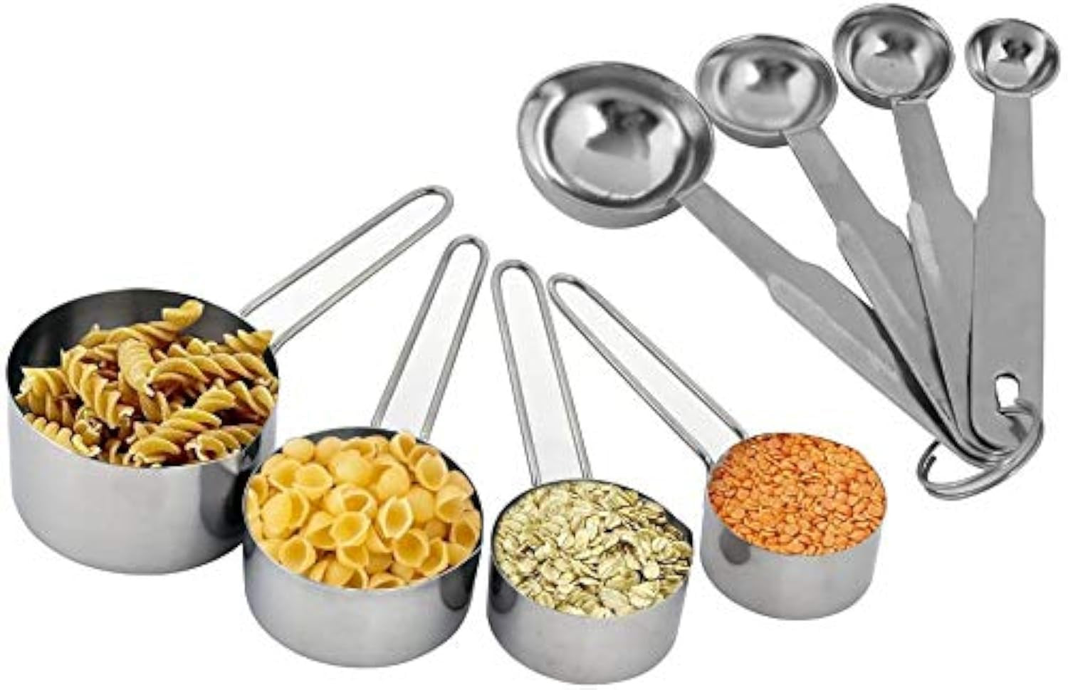 Kosma Set of 8 Measuring Cup and Spoon Set - 4Pc Measuring Cup 60, 80, 125, 250 ml & 4pc Measurin... | Amazon (UK)