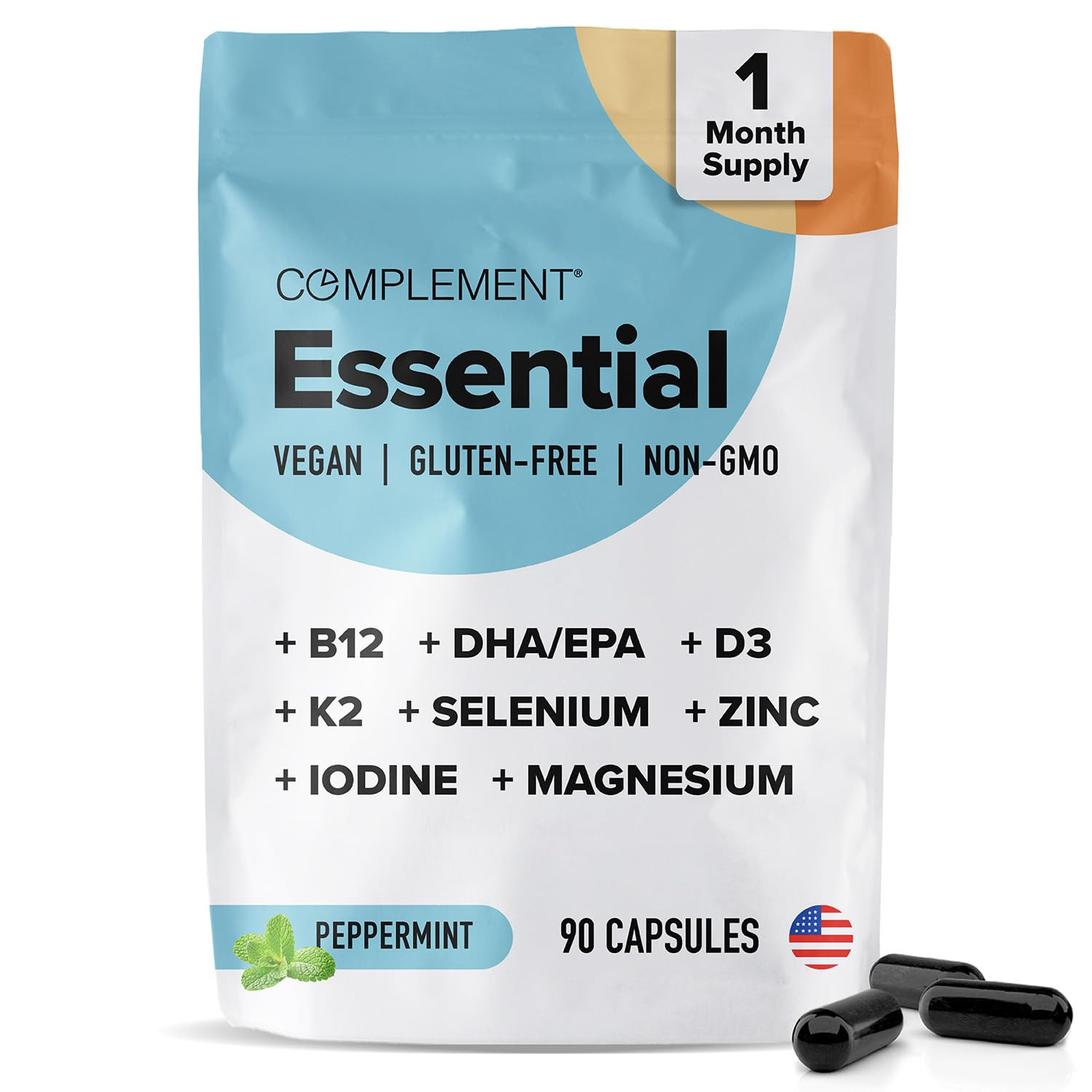 Complement Essential Vegan Multivitamin for Women & Men (30 Servings, 90 Capsules) Omega 3 DHA+EP... | Amazon (US)