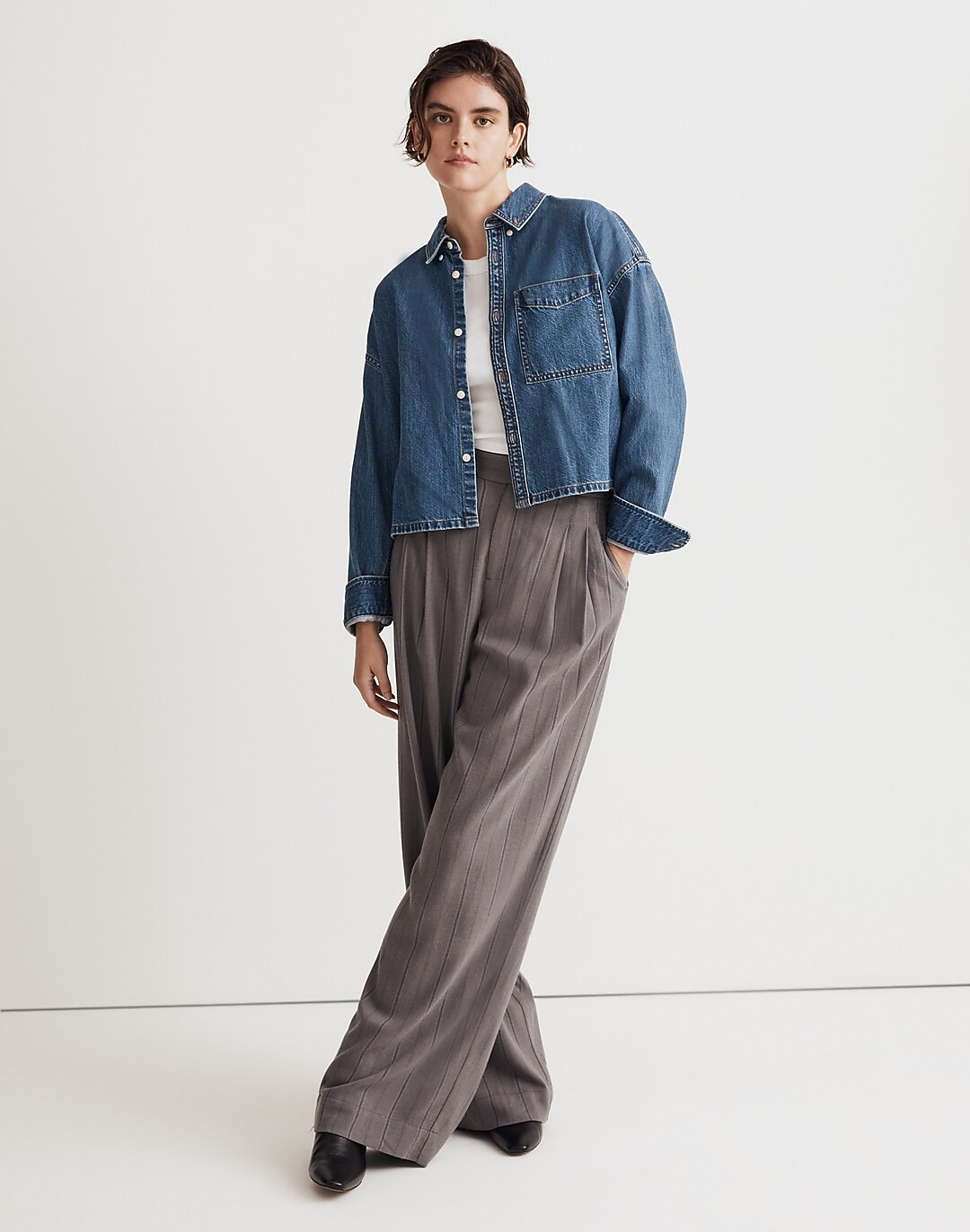 Denim Oversized Button-Down Shirt in Sander Wash | Madewell