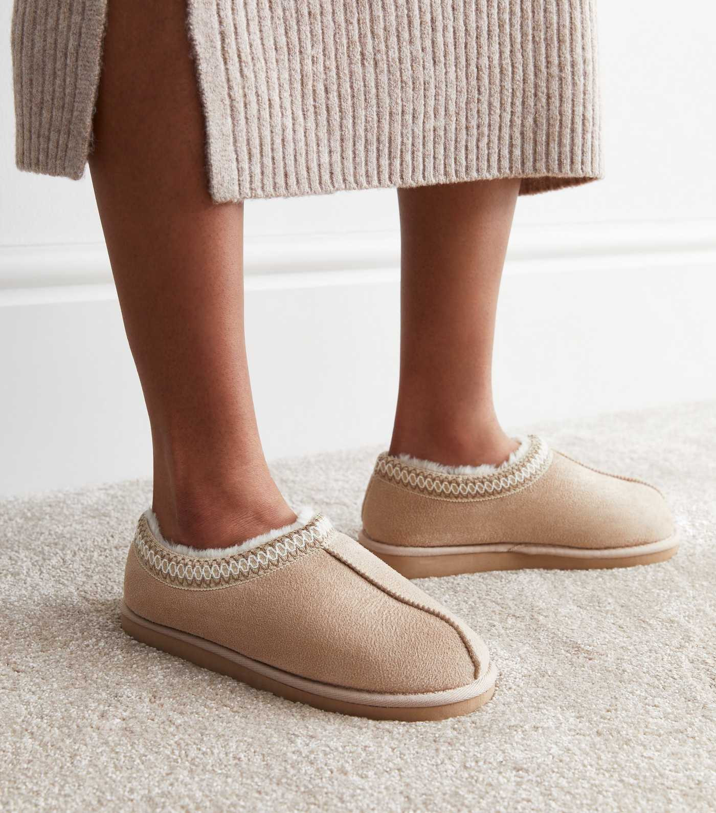 Off White Embroidered Trim Slipper Boots
						
						Add to Saved Items
						Remove from Saved ... | New Look (UK)