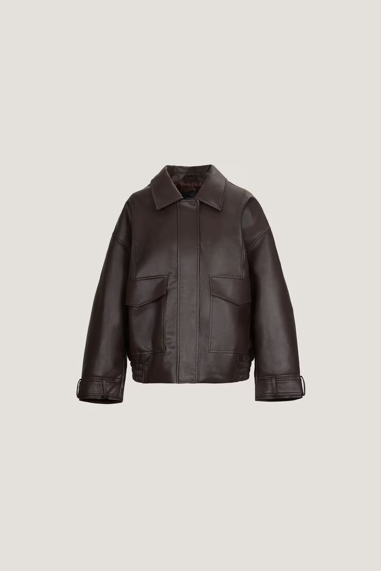 Oversized Faux Leather Aviator Jacket | Dynamite Clothing