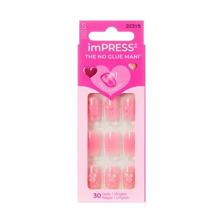 KISS imPRESS Valentine’s Day Press On Nails Cupid Love Short Oval 30 Count | Walmart (US)