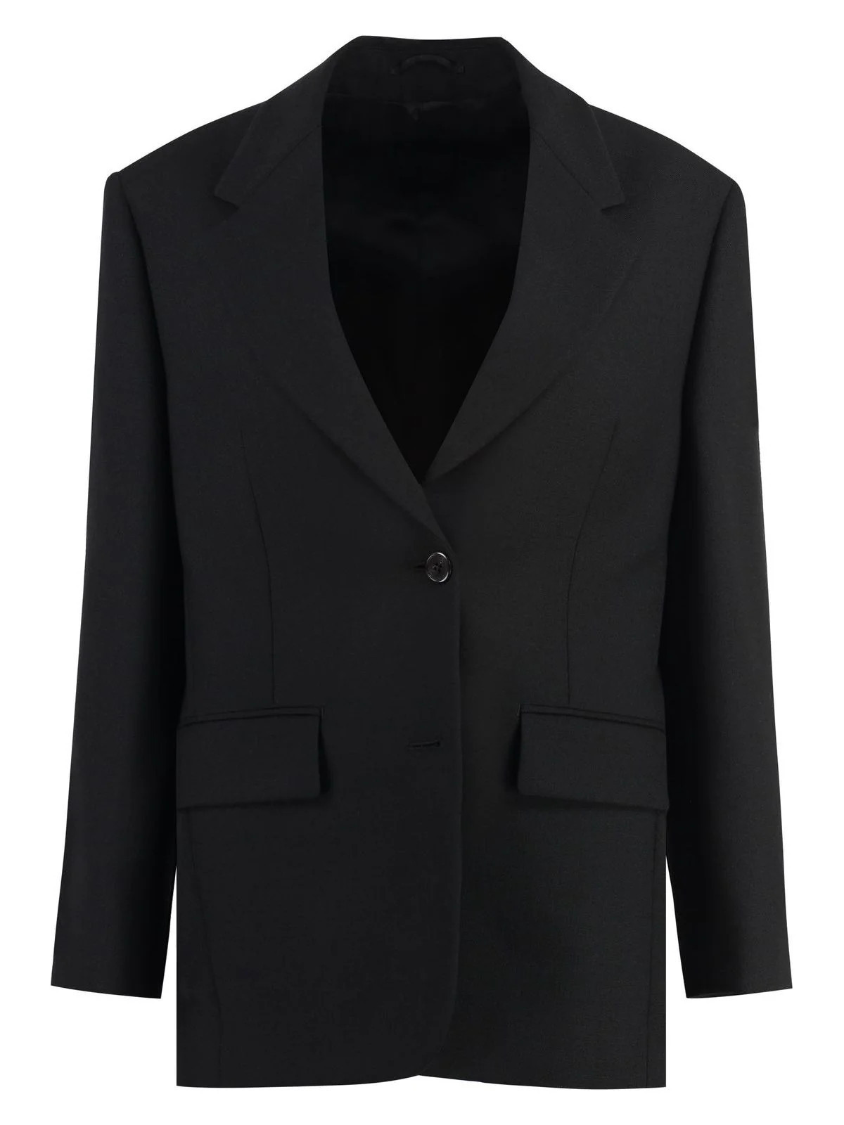 Prada Women's Single-Breasted Two-Button Blazer in Black | Size 36 | P532OSOOO11CZ Color F0002 | LOZURI