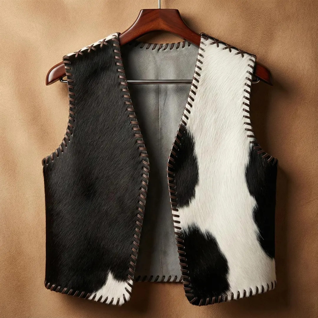 Handmade Cowboy Leather Vest for Western Dress ,  Hair-On-hide Unisex Western Waistcoat with Whip... | Etsy (US)