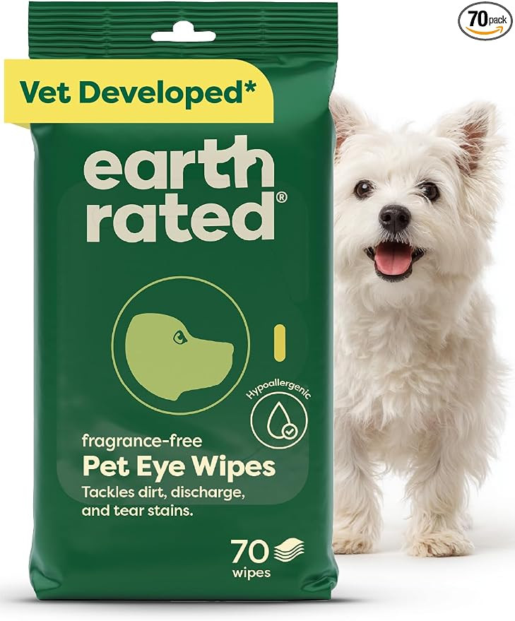 earth rated Vet-Developed Dog Eye Wipes, Hypoallergenic Pet Wipes for Dogs & Cats to Remove Dirt ... | Amazon (US)