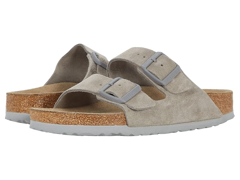 Birkenstock Arizona Soft Footbed - Suede (Unisex) (Stone Coin Suede) Sandals | Zappos