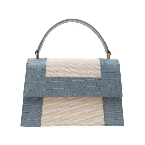The Graphic Frame Bag Croc Embossed, Steel Blue | The Avenue