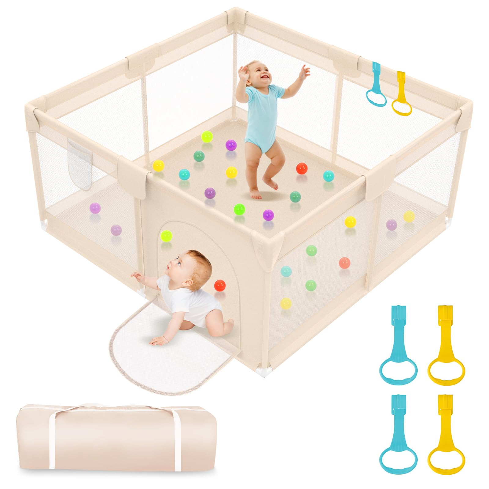 Playpen for Babies and Toddlers 50x50 inch - Baby Gate Playyard with Soft Breathable Mesh Cover -... | Amazon (US)