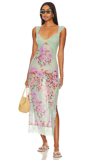 x Intimately FP Suddenly Fine Maxi Slip Dress In Sage Combo | Revolve Clothing (Global)