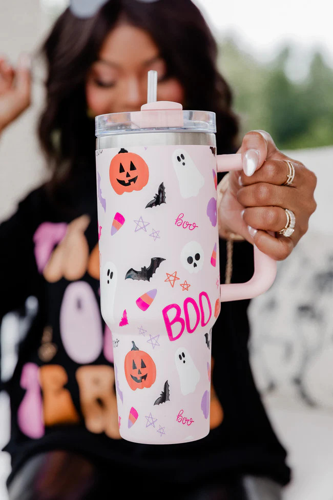 Sippin' Pretty Halloween 40 oz Drink Tumbler With Lid And Straw | Pink Lily