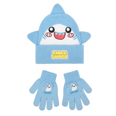 LankyBox Thicc Shark 2-Piece Cuff Beanie & Magic Gloves Set | Target
