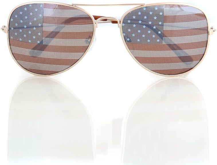 SHADERZ Aviator USA America American Flag Sunglasses - Great Accesory for 4th of July | Amazon (US)