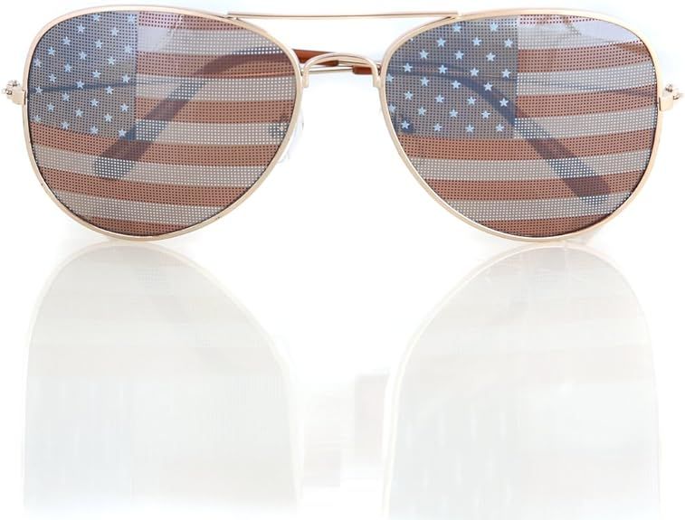 SHADERZ Aviator USA America American Flag Sunglasses - Great Accesory for 4th of July | Amazon (US)