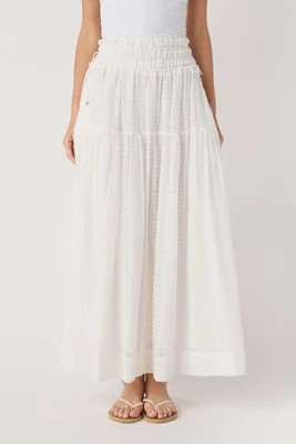 Elan Smock Waist Tiered Maxi Skirt | Social Threads