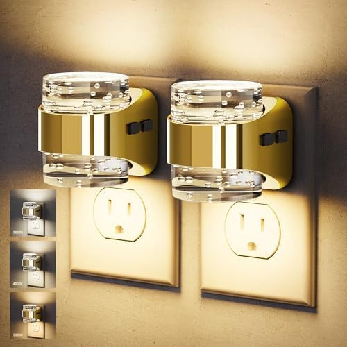 JandCase LED Night Light,Golden Bubble Night Lights Plug into Wall Dimmable | Night Light 3000K/4... | Amazon (US)