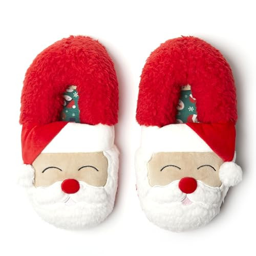 Dearfoams Unisex Matching Family Holiday Christmas Reindeer & Turkey Scuff Slipper, Adult Santa, 7-8 US Women | Amazon (US)