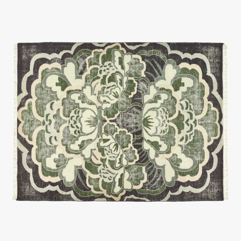 Allure Green Floral Hand-Knotted Wool Area Rug 9'x12' + Reviews | CB2 | CB2