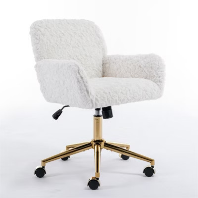 COWLOWN Beige Office Chair, Adjustable Swivel Chair with Golden Base, 40¡ã Recline & Plush Seat | Target