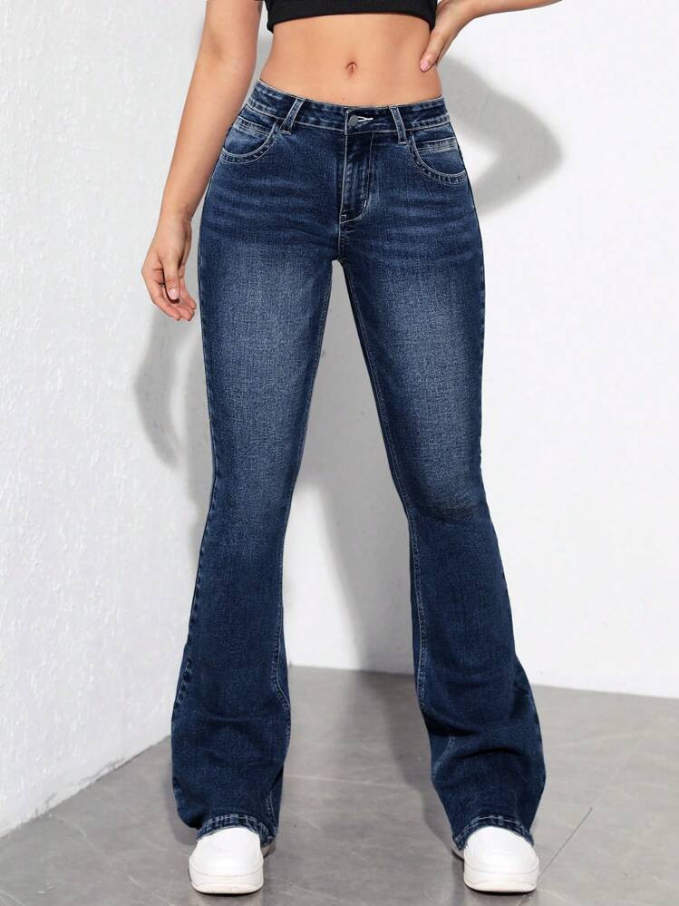 SHEIN ICON Women's Flared Pocket Casual All-Match Denim Jeans | SHEIN