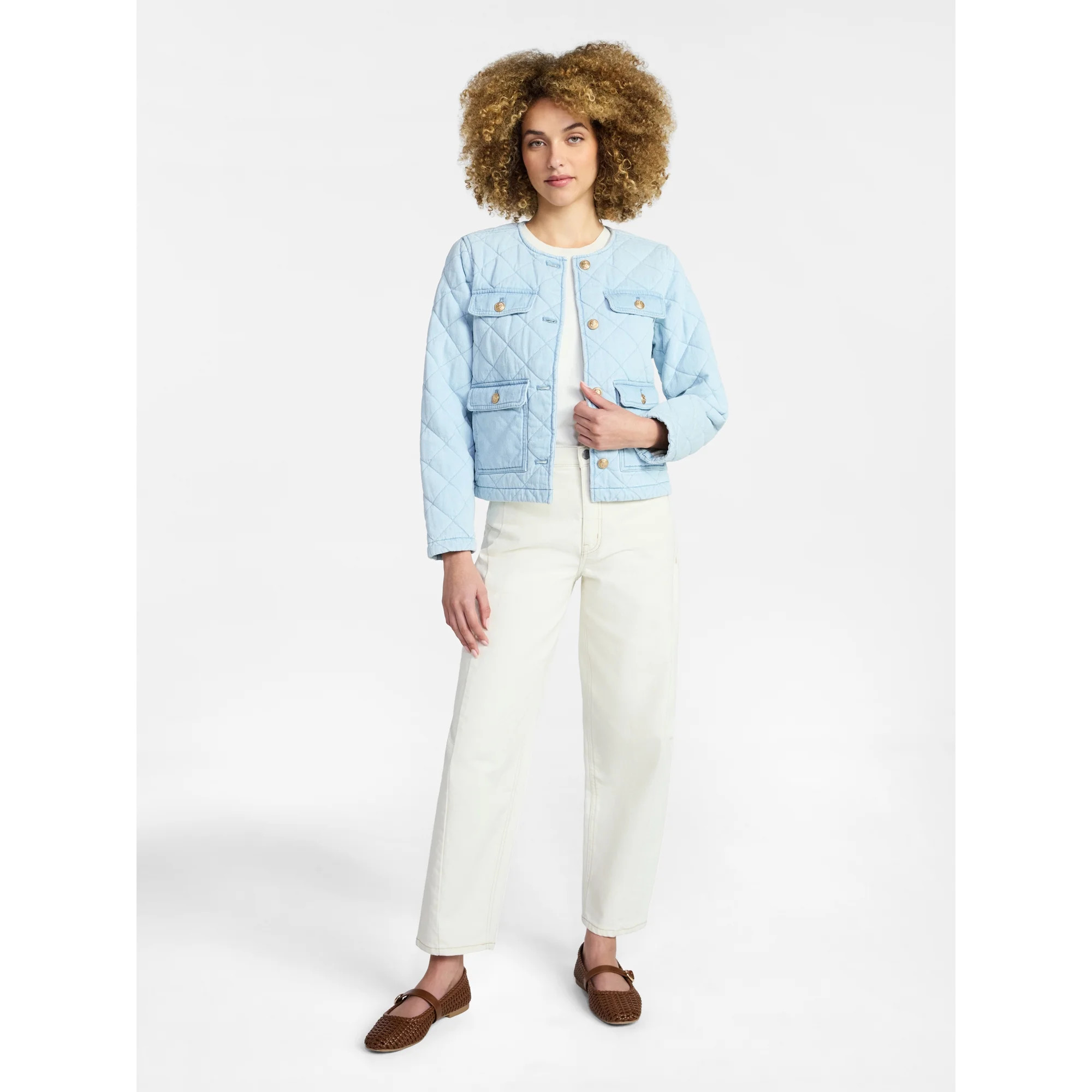 Time and Tru Women's Quilted Cotton Jacket, Sizes XS-XXXL | Walmart (US)