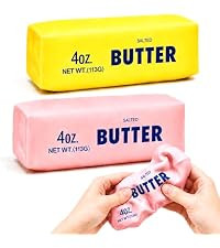2 Pack Crunchy Butter Squishy Toys, Fidgets Set, Yellow and Pink | Amazon (US)